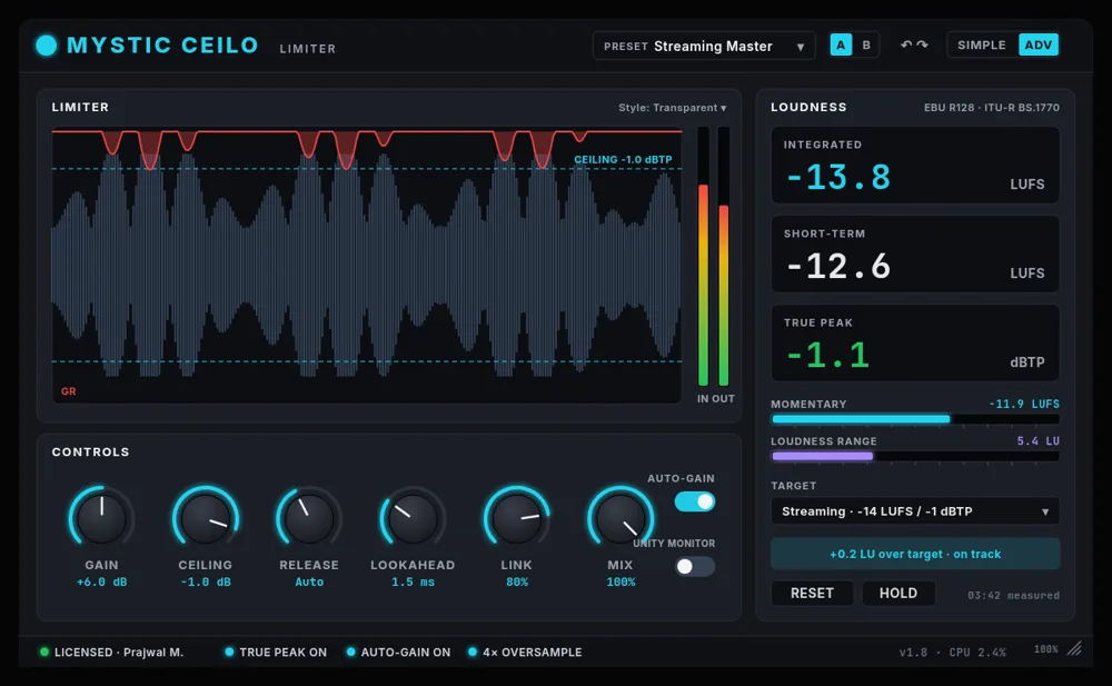 Audio plugin interface mockup, Ceilo